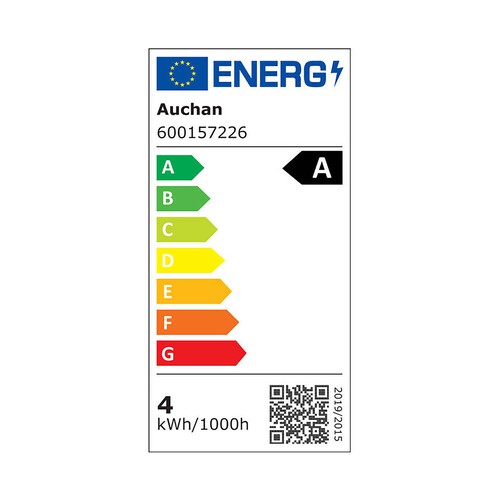 Bombilla Led E27 clase A, 4W=60W, luz cálida, 840lm, cristal transparente, PRODUCTO ALCAMPO