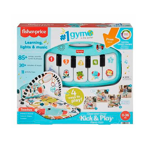 FISHER PRICE Glow & Grow Kick Play Piano GYM, Alfombra con Piano.