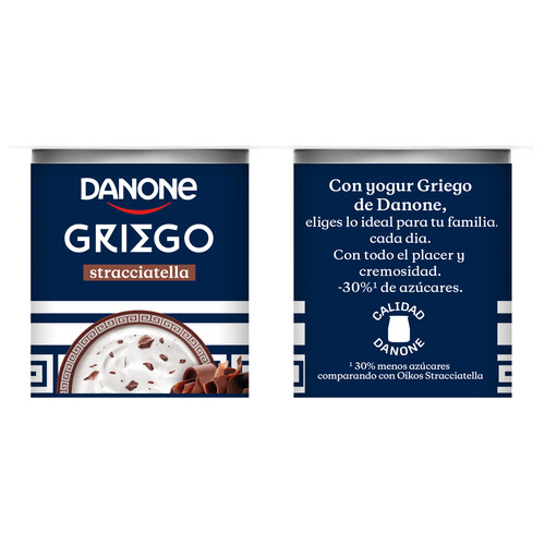 DANONE Yogur griego de stracciatella, con un 30% menos de grasa 4 x 110 g.