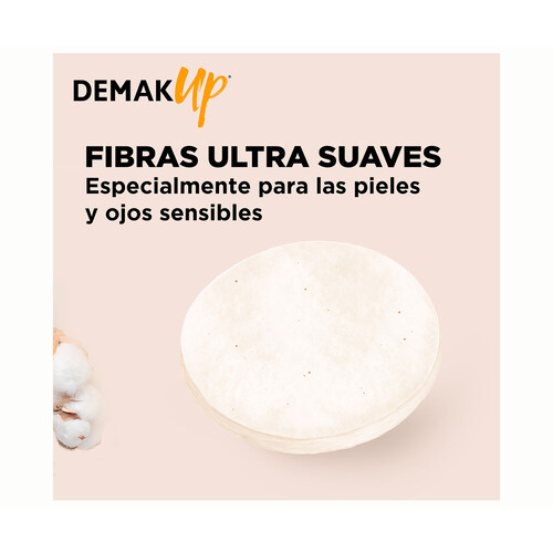 DEMAK UP Discos desmaquillantes redondos de algodón para pieles sensibles DEMAK UP Sensitive 72 uds.