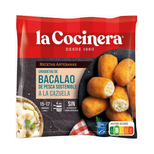 LA COCINERA Recetas artesanas Croquetas artesanas de bacalao (MSC) a la cazuela 500 g.