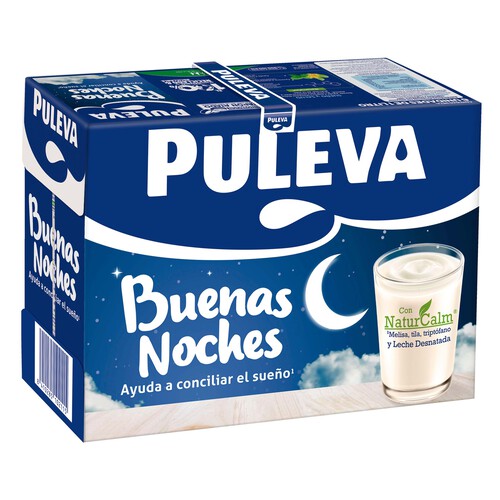 PULEVA Bebida láctea con extractos vegetales y triptófano, sin lactosa, Buenas Noches 1 x6  l.