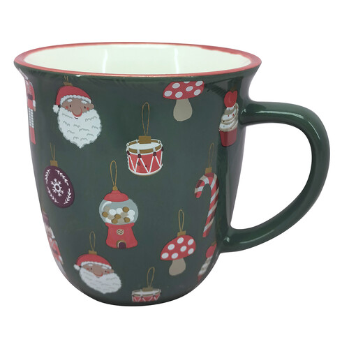 Taza mug 35CL decorado verde Santa, ACTUEL.