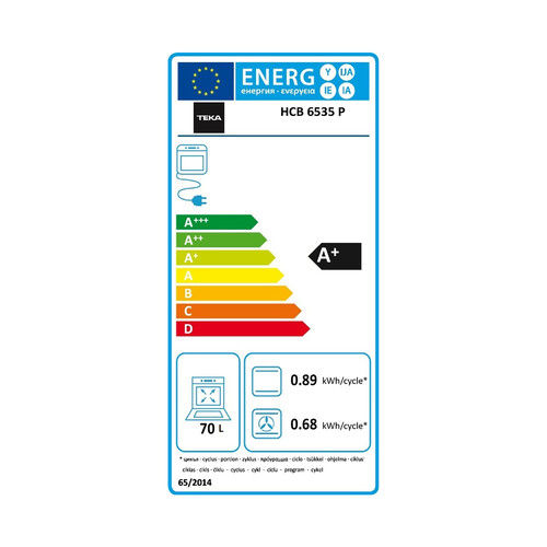 Horno pirolítico TEKA HCB 6535P SS capacidad: 71 Litros, A+, mandos mecánicos, A: 59,5cm, H: 59,5cm, F: 55,5cm.