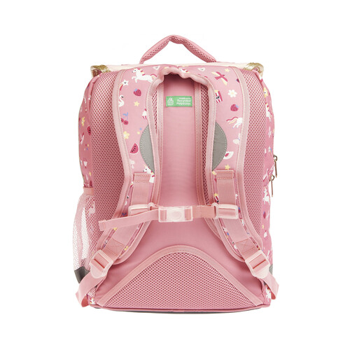 Mochila de 38cm con solapa, varios compartimentos, color rosa, ALCAMPO.