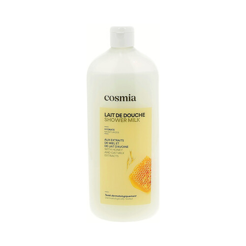 COSMIA Gel hidratante para baño o ducha (leche de ducha), con extractos de miel y leche de avena 750 ml.