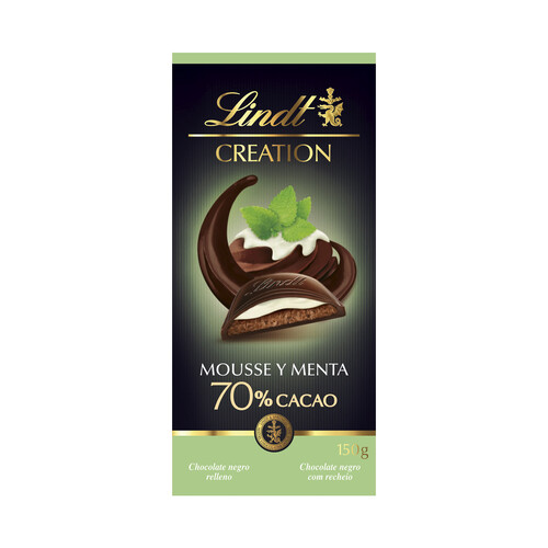 LINDT Creation Chocolate relleno mousse menta, 75 % cacao 150 g.