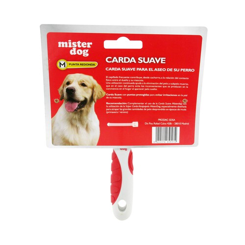 MISTER DOG Cepillo carda mediana y suave con punta redonda para perros medianos y grandes 1 uds