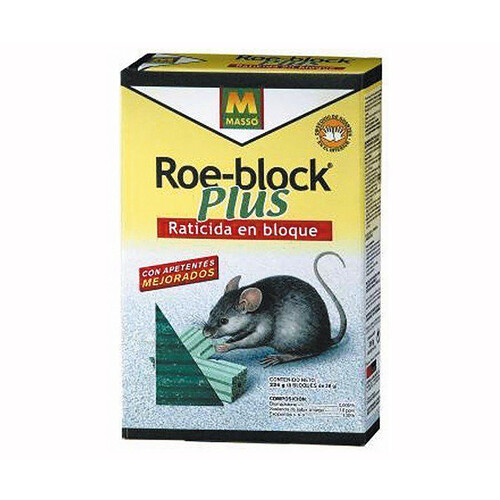 Raticida en bloque Roe-block plus 260gr, MASSO.