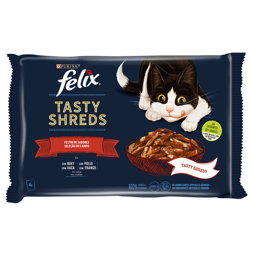 PURINA Felix Alimentación para gatos húmeda en bolsitas 4X80 g.