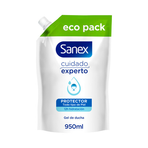 SANEX Cuidado experto Recambio de gel de ducha o baño probiótico, para todo tipo de pieles 950 ml.