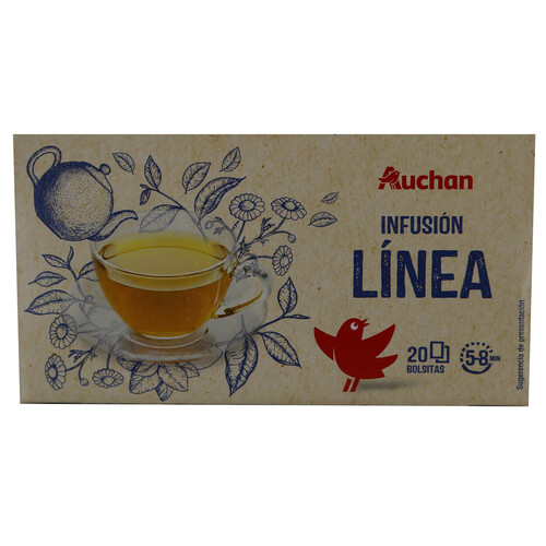 PRODUCTO ALCAMPO Infusión de manzana, menta, hinojo, malva, flor de saúco y raíz de achicoria 20 uds. 40 g.