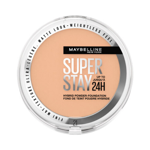 MAYBELLINE Super stay híbrido tono 21 Base de maquillaje en polvo de alta cobertura con acabado mate.