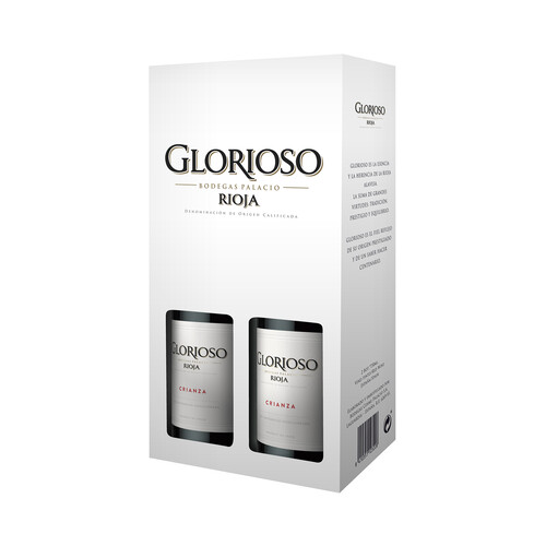 GLORIOSO  Estuche con 2 botellas de vino tinto crianza con D.O.P Rioja GLORIOSO.