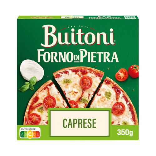 BUITONI Forno di piertra Pizza Caprese (Tomate cherry, mozzarella y pesto), con masa fina y crujiente 350 g.