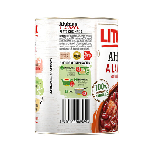 LITORAL Alubias a la Vasca con embutido selecto LITORAL lata de 430 g.