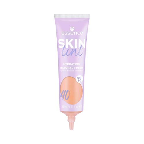 ESSENCE Skin tint tono 40 Tinte para piel hidratante, cobertura ligera a media y FPS 30.