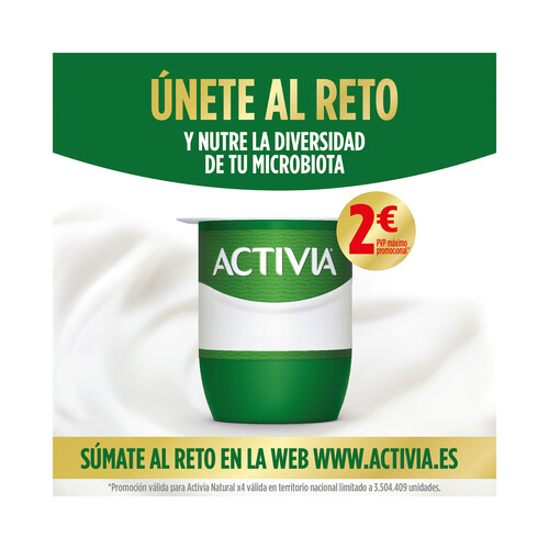 ACTIVIA Bífidus desnatado (0% materia grasa) y sabor natural de Danone 4 x 120 g.