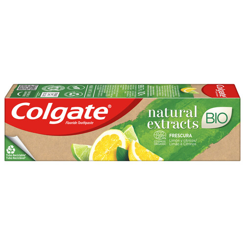 COLGATE Natural extracts bio Pasta de dientes con extracto de limón y cítricos para el cuidado de las encías 75 ml.