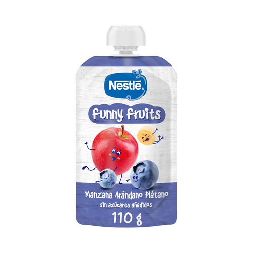 NESTLÉ Funny fruits Bolsita de frutas (manzana, arándano y plátano), a partir de 6 meses 110 g.