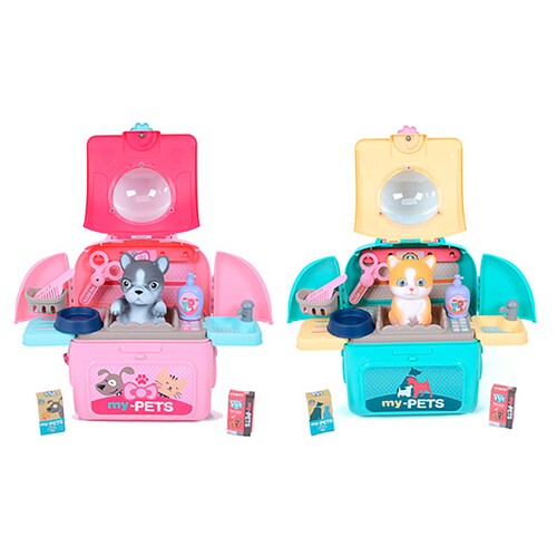 Mochila 2 en 1 transportin con mascota y accesorios de peluqueria canina para niños MY PETS.