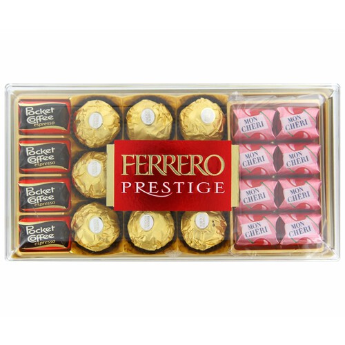 FERRERO Bombones surtidos (9 Ferrero Rocher, 8 Mon Cheri, 4 Pocket Coffee) FERRERO PRESTIGE 246 g.