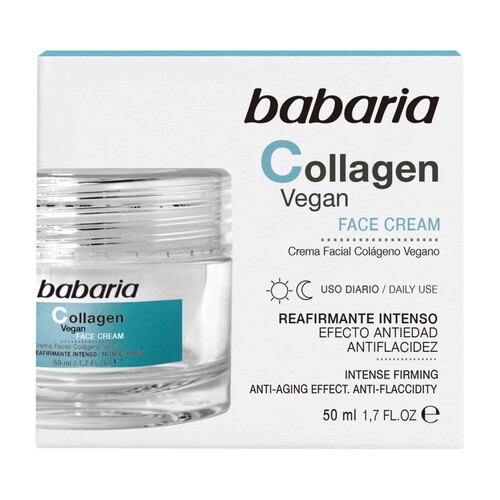 BABARIA Collagen vegan Crema facial de uso dario con acción reafirmante, antiedad y antiflacidez 50 ml.