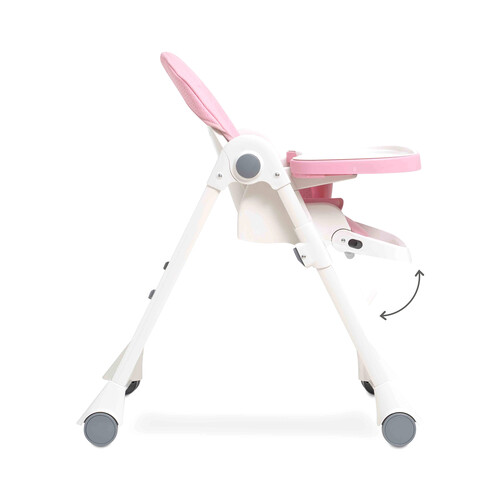 Trona plegable INTERBABY regulable en 3 posiciones, arnés de 5 puntos, color rosa.