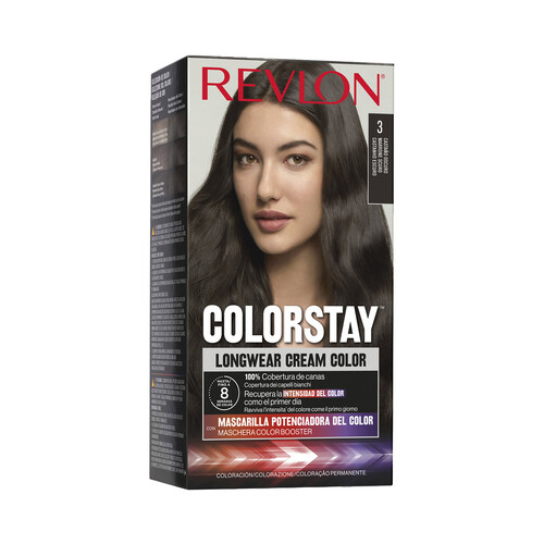 REVLON Coloración permanente tono 3 Castaño oscuro REVLON Colorstay.