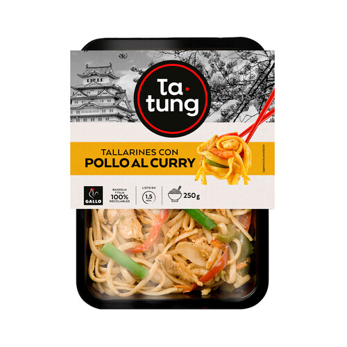 TA-TUNG Tallarines con pollo al curry, listos para calentar y comer TA-TUNG 250 g.