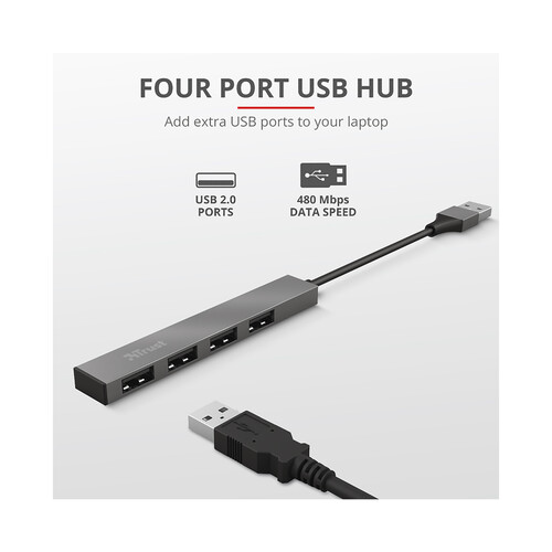 Hub 4 puertos Usb TRUST Halyx.