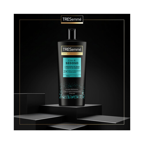 TRESEMMÉ Liso & sedoso Champú con proteína de seda y aceite de argán, para cabellos secos o encrespados 685 ml.