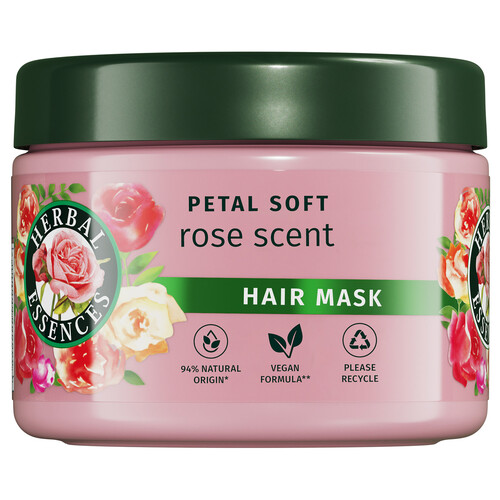 HERBAL ESSENCES Mascarilla capilar con aroma a rosas, para cabellos secos 500 ml.