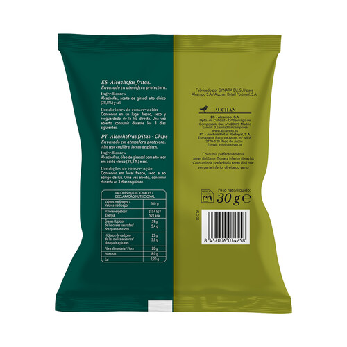 PRODUCTO ALCAMPO Collection Chips de alcachofa en aceite de girasol 30 g.