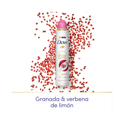 DOVE Desodorante en spray para mujer con extracto de granada y Verbena de limón DOVE Advanced care go frehs 200 ml.