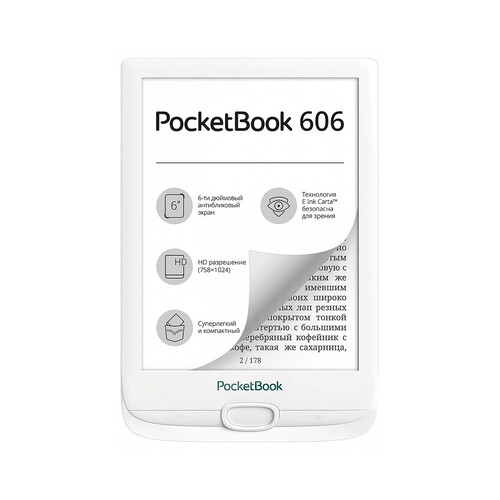 Libro electrónico 15,25 cm (6) POCKETBOOK PB606 Basic 4, color blanco.