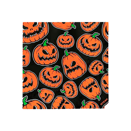 30 Servilletas doble capa de calabazas Halloween, 33x33cm, OH YEAH.