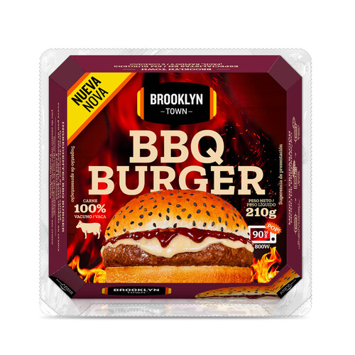 BROOKLYN TOWN Bbq burguer lista para calentar y comer 210 g.