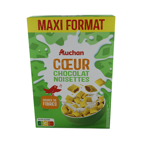 AUCHAN Cereales rellenos de chocoavellana 650 g.