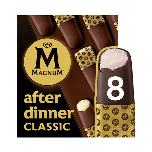 MAGNUM After dinner classic de frigo helado de vainilla cubierto de chocolate con leche 8 x 35 ml.