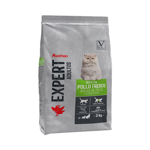 PRODUCTO ALCAMPO Alimento de gato seco bolsas de pelo esterilizado Auchan expert  3 kg.