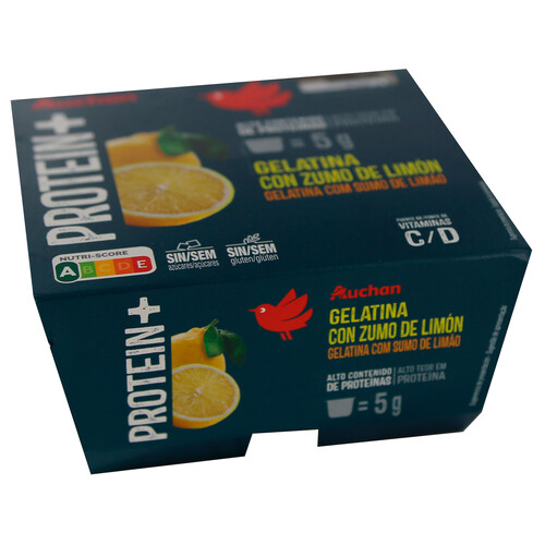 AUCHAN Gelatina de zumo de limón con alto contenido en proteínas 4 x 100 g Producto Alcampo.