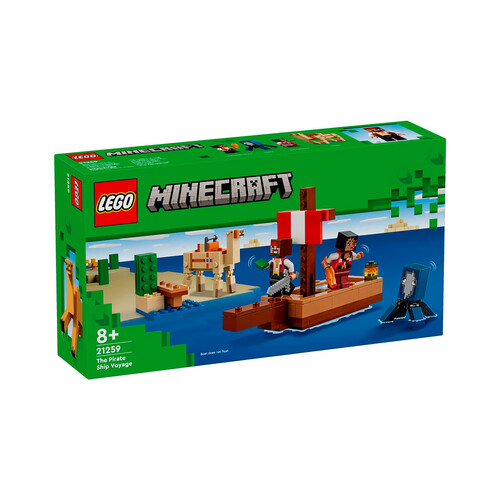 LEGO Minecraft el viaje en el barco pirata, 166 piezas, +7 años.