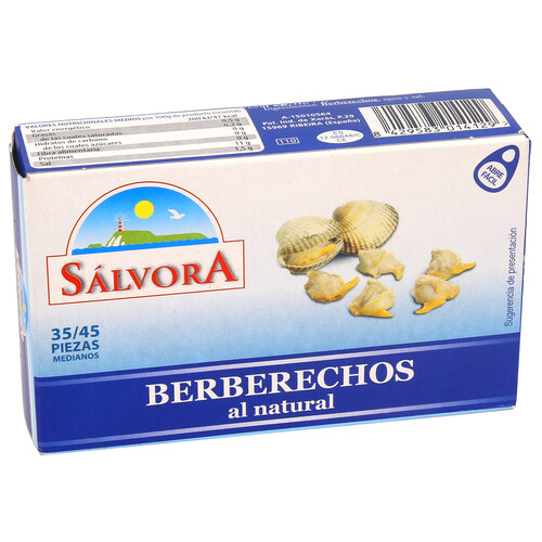 SÁLVORA Berberechos al natural 35/45 piezas 58 gr.