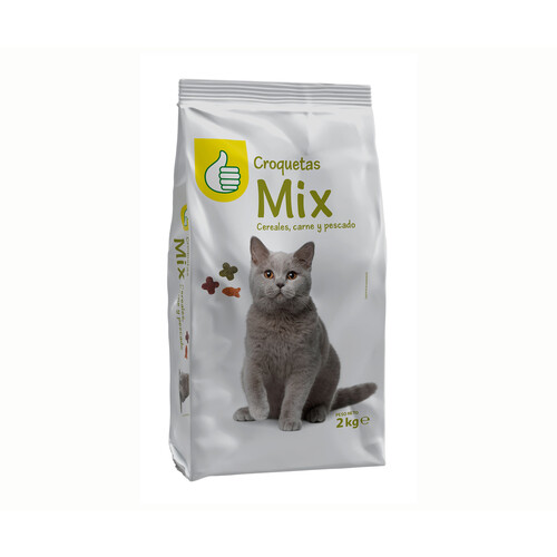 PRODUCTO ECONÓMICO ALCAMPO Alimento completo para gatos a base de carne, pescado y cereales 2 kg.