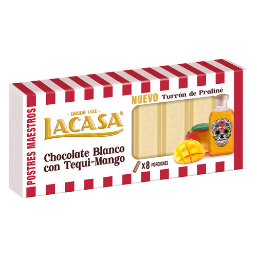 LACASA Postres maestros turrón de chocolate blanco con tequila y mango 225 g.