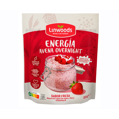 LINWOODS Avena sin gluten overnight energía 300 g.