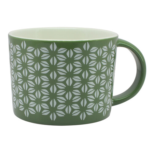 Taza de loza 39 cl. decorado verde