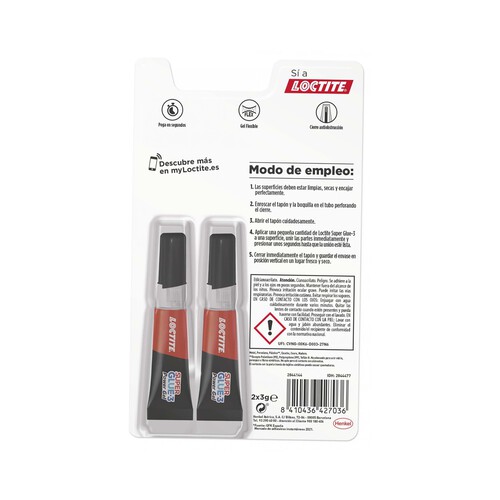 Pegamento instantáneo LOCTITE Super Glue -3 Power Gel, 2x3grs.