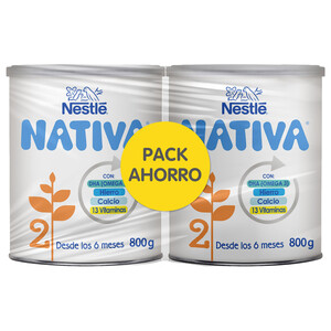 NATIVA Leche (2) de continuación a partir de los 6 meses NATIVA de Nestlé 2  x 800 g. - Alcampo ¡Haz tu Compra Online y Recoge Más de 50.000 Productos a  Precios Alcampo A Partir de 2h!